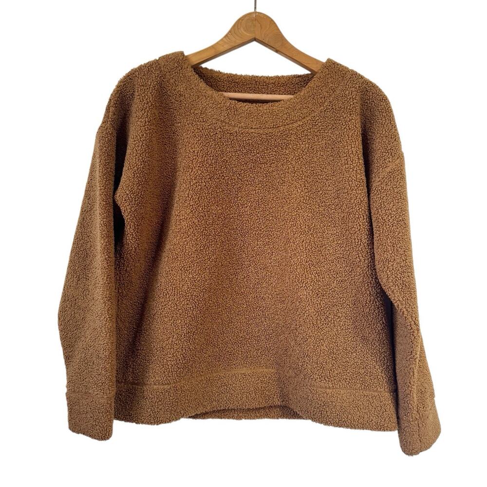 J Crew Vintage Fleece Crewneck Women Small‎ Brown Boxy